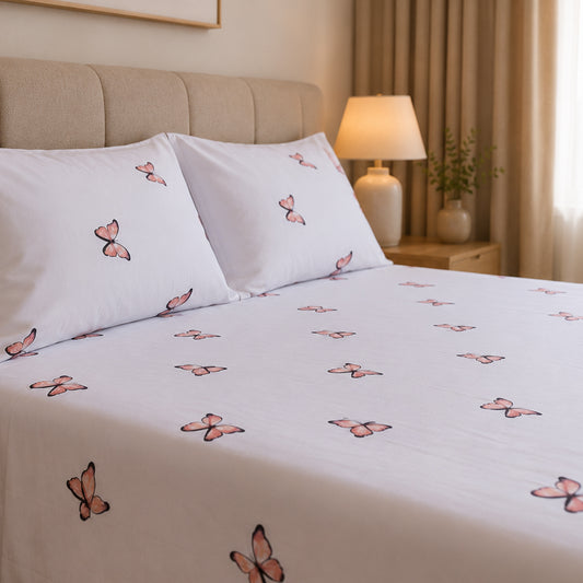 Butterfly - Premium Cotton Sateen Bedsheet Set