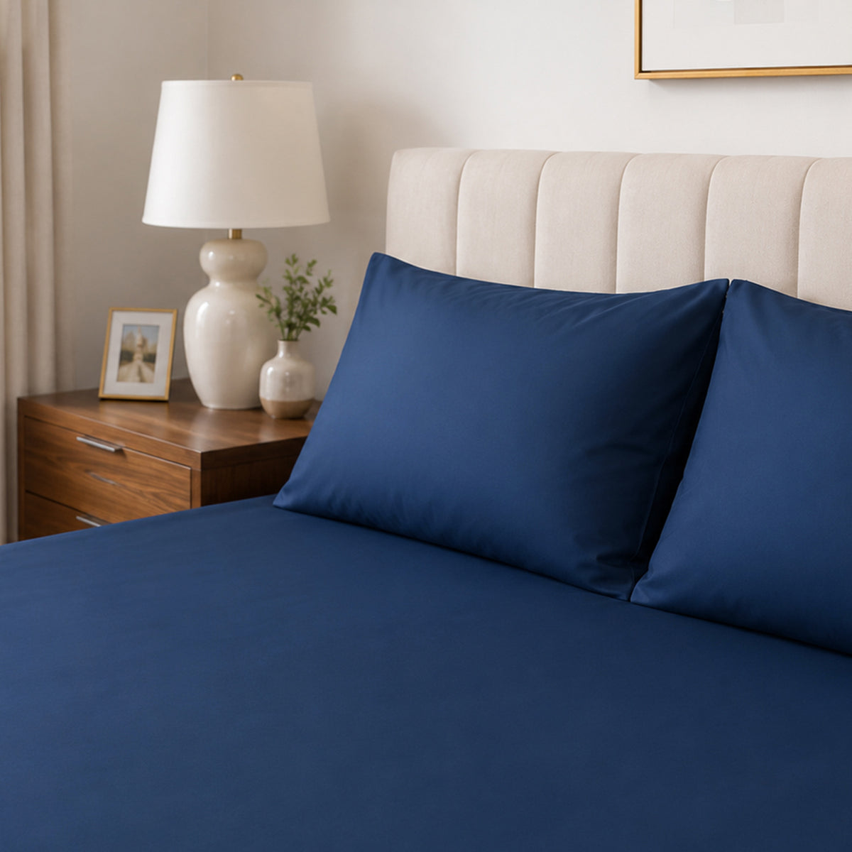 Navy Blue - Cotton Sateen Bedsheet Set