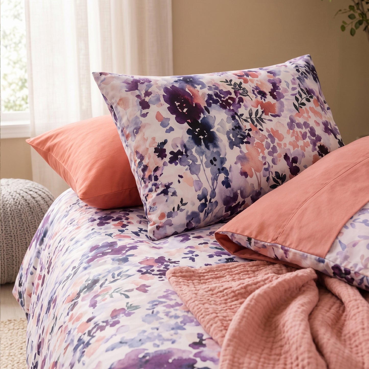 Wisteria Floral Cotton Sateen Duvet Set