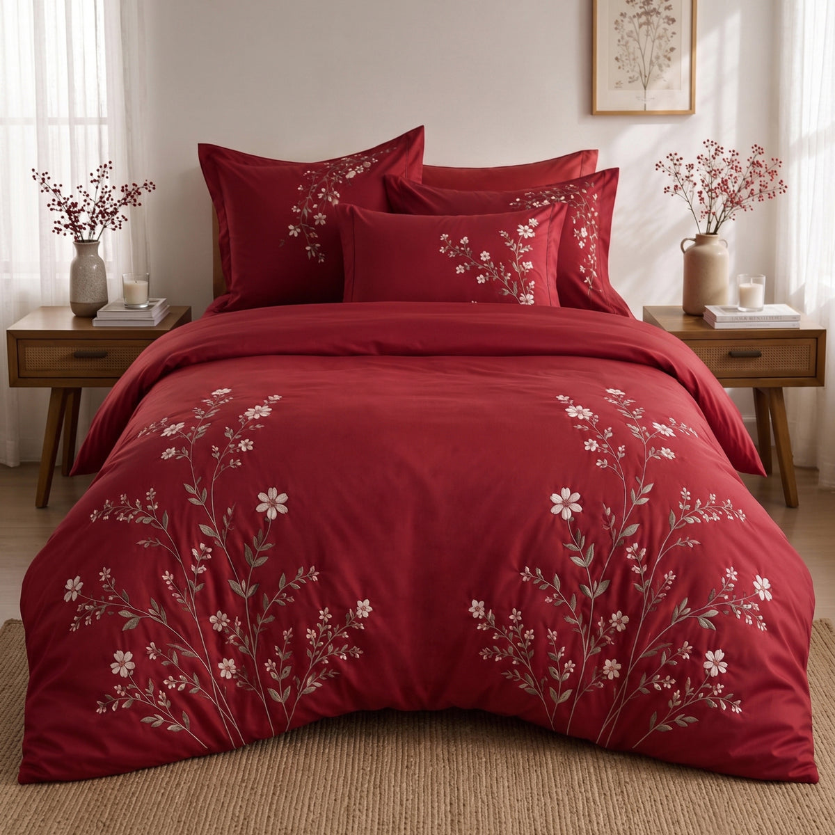 Elegance – Red Bridal Cotton Sateen Duvet Set