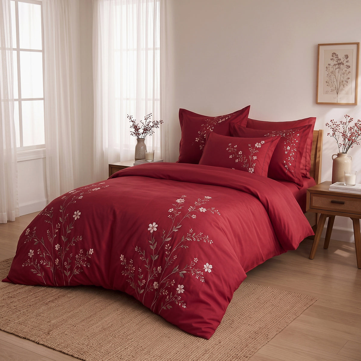 Elegance – Red Bridal Cotton Sateen Duvet Set