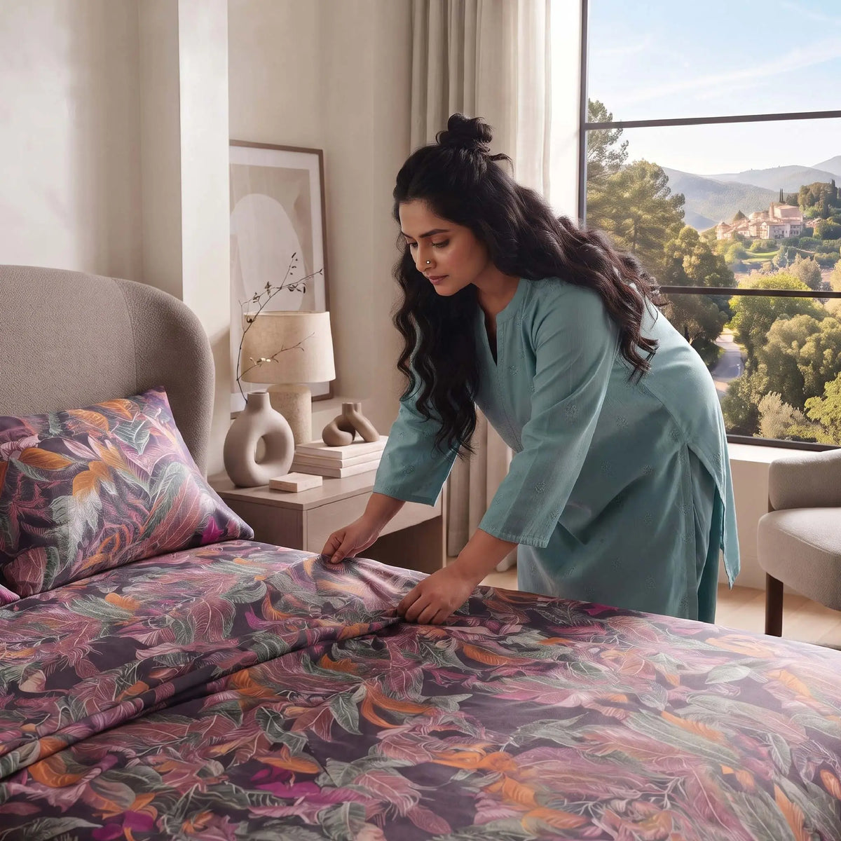 Wildflower - Premium Cotton Sateen 3Pcs Bedsheet Set